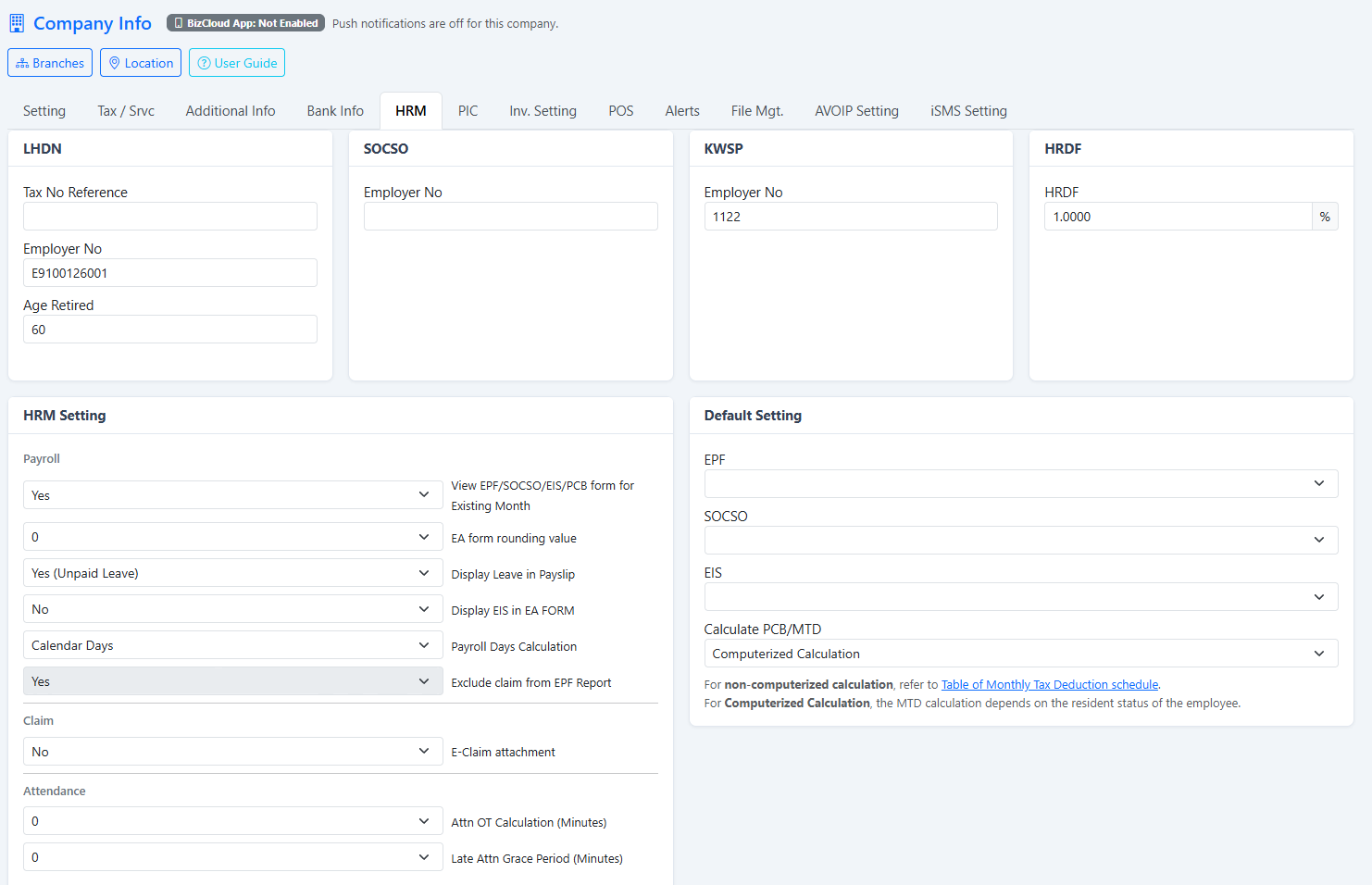 Statutory Payroll Documents & PCB software screen